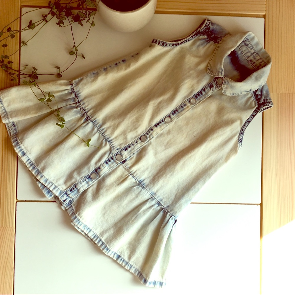Acid-wash denim summer top